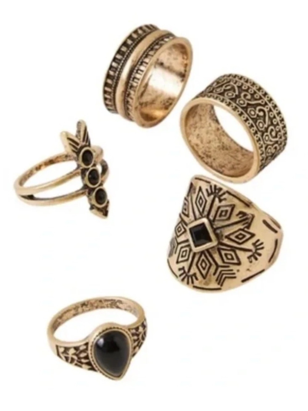NEW, Free People Ring Set FP Silver Tone Red Stone Boho Stacking Womens Jewelry
